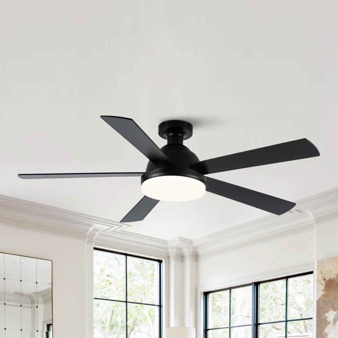 Vaczon 52" 5 - Blade Modern Flush Mount Ceiling Fan with LED Lights and Remote Control